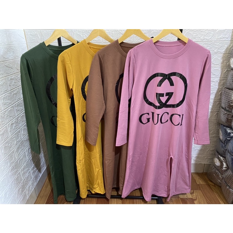 Tunik Gucci belah samping , Bahan kaos import TebaL
