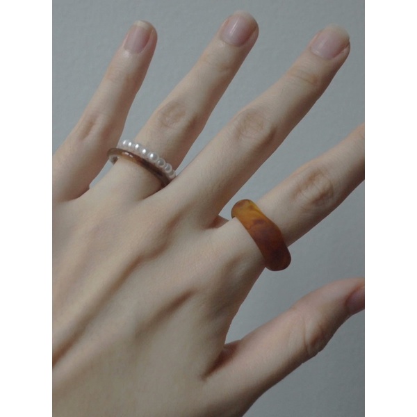 Ark.co - Margo set ring cincin acetate akrilik pearl mutiara tumpuk minimalis