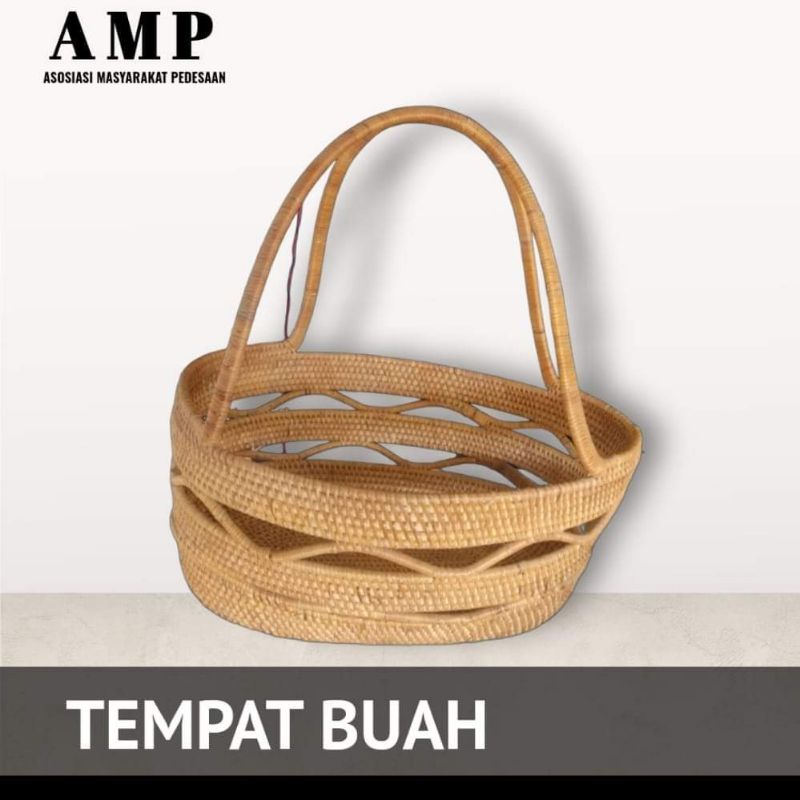 Jual Keranjang Buah Tempat Air Kemasan Gelas Dari Anyaman Rotan Ketak