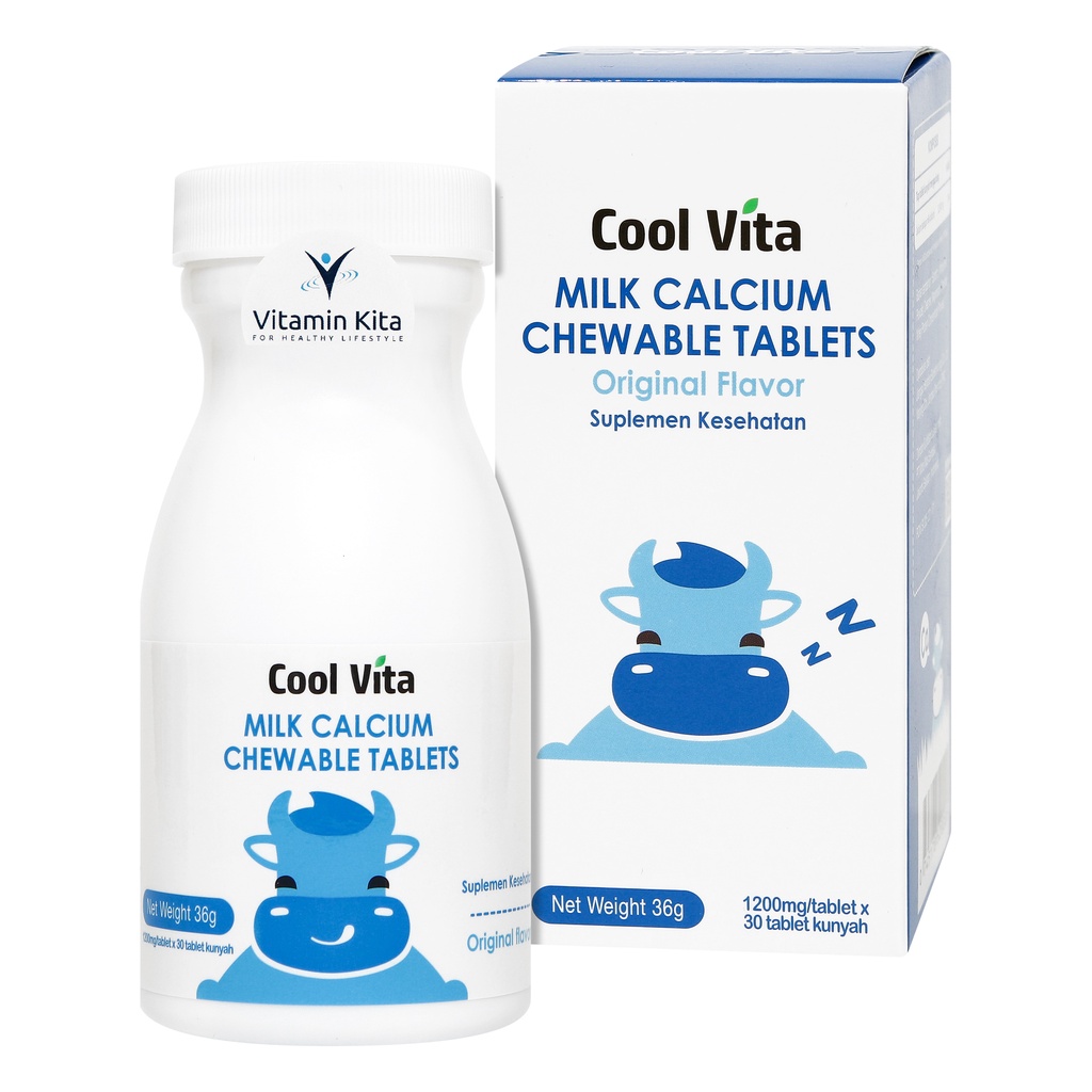 COOLVITA MILK CALCIUM ORIGINAL FLAVOR ISI 30 CHEWTAB | PENINGGI BADAN