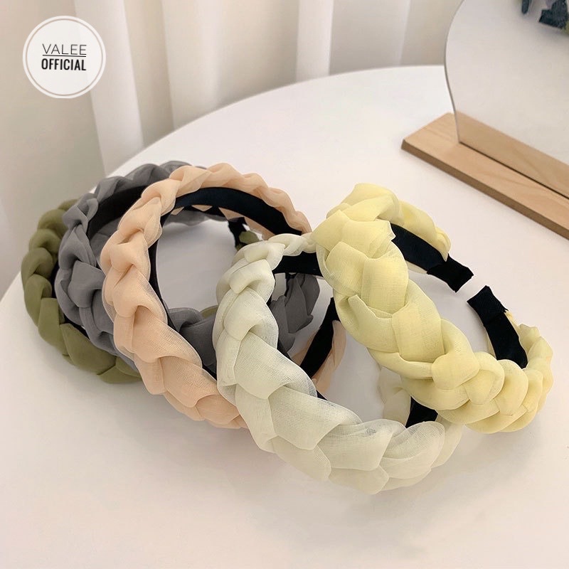 BANDO KEPANG KOREA BAHAN SIFON BANDO SCRUNCHIE ORGANZA AKSESORIS KOREAN CHIFFON BRAIDED HEADBAND