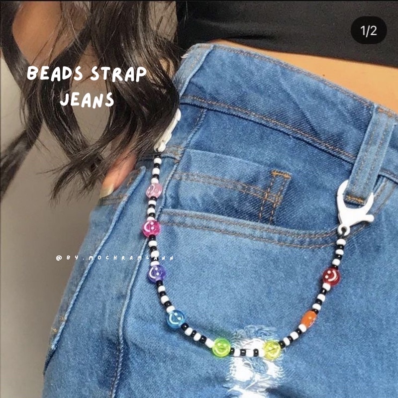 beads strap jeans/gantungan celana model smile/aksesoris jeans