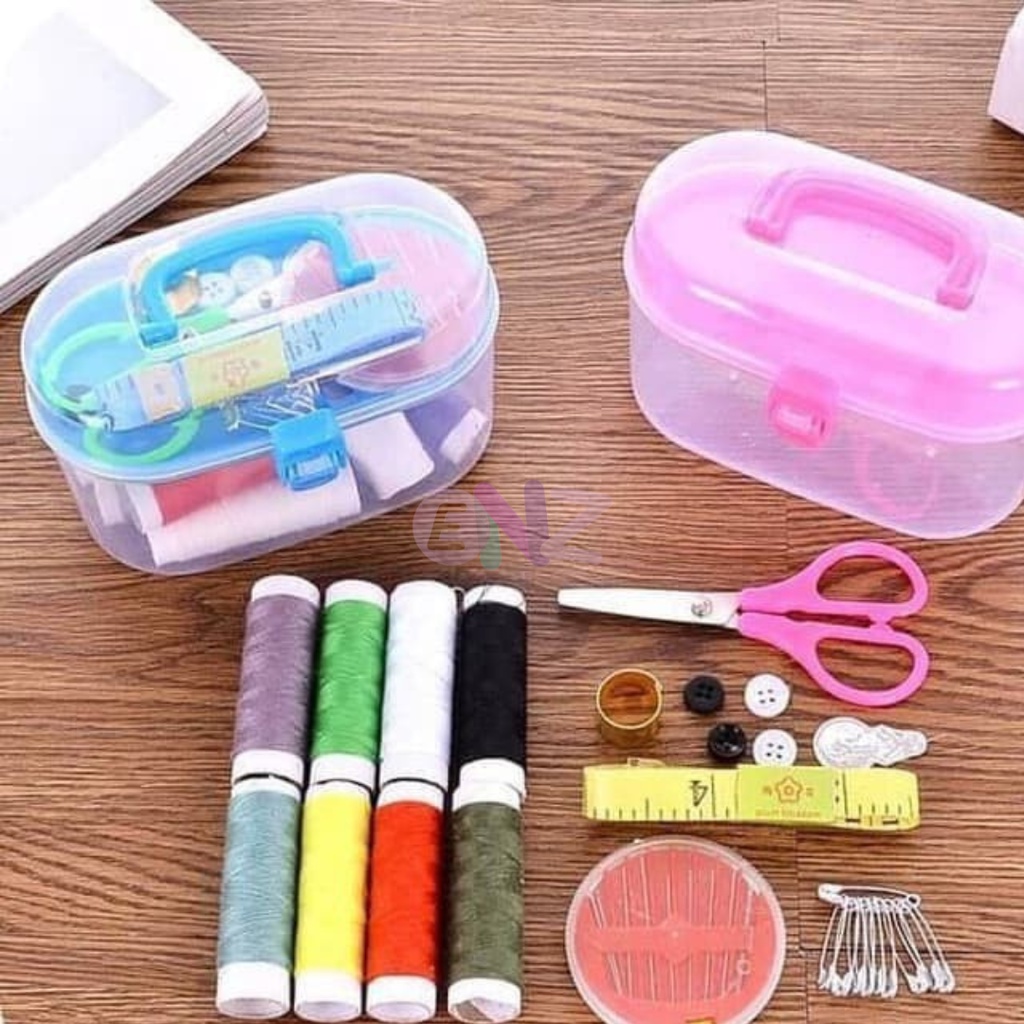 ENZ ® PERALATAN JAHIT SEWING KIT / SET ALAT JAHIT JARUM DAN BENANG / PERLENGKAPAN MENJAHIT DENGAN 8 PCS BENANG 1246