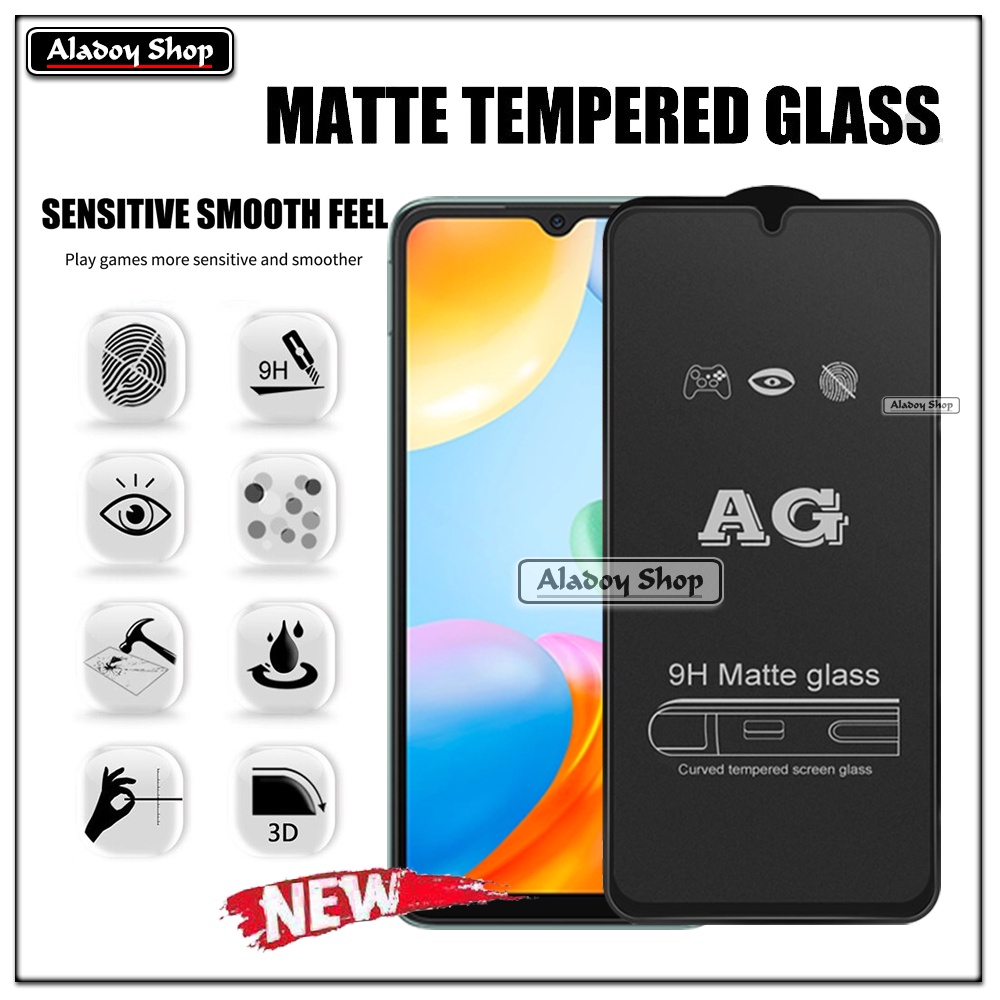 Paket 3IN1 Tempered Glass Layar Matte Anti Glare XIAOMI REDMI 10C Free Tempered Glass Camera dan Skin Carbon