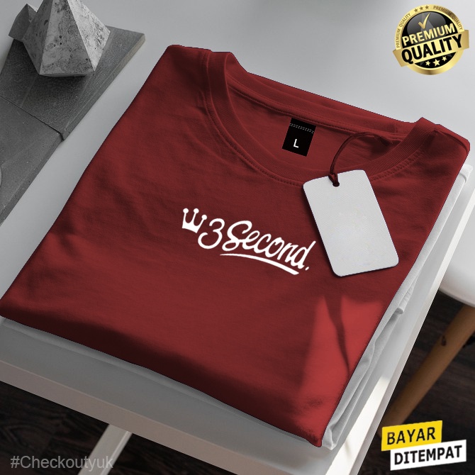 Kaos Distro 3second - Tshirt 3second Premium Logo Putih Bahan Katun Combet Lengan Pendek Bisa Untuk 