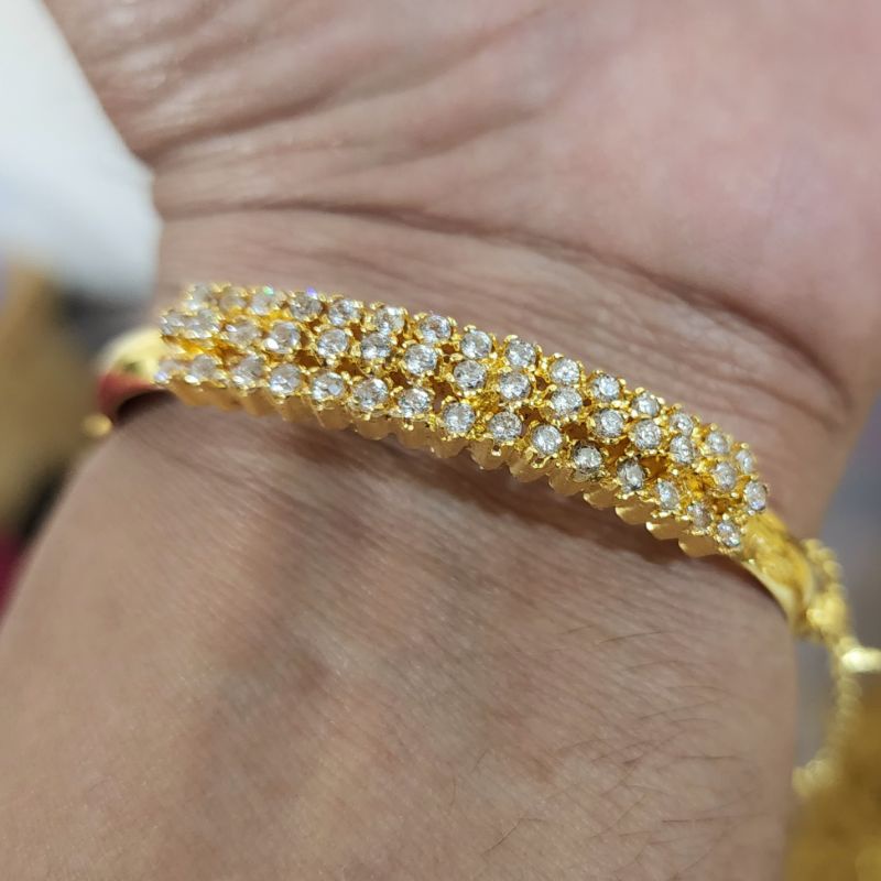 Gelang Mata Baris 4 Kaku Lapis Emas 24k