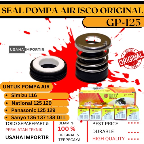 Jual Seal Kit Mechanical Seal NATIONAL 125 GP ISCO Sil Untuk Pompa Air Simizu / National / Panasonic