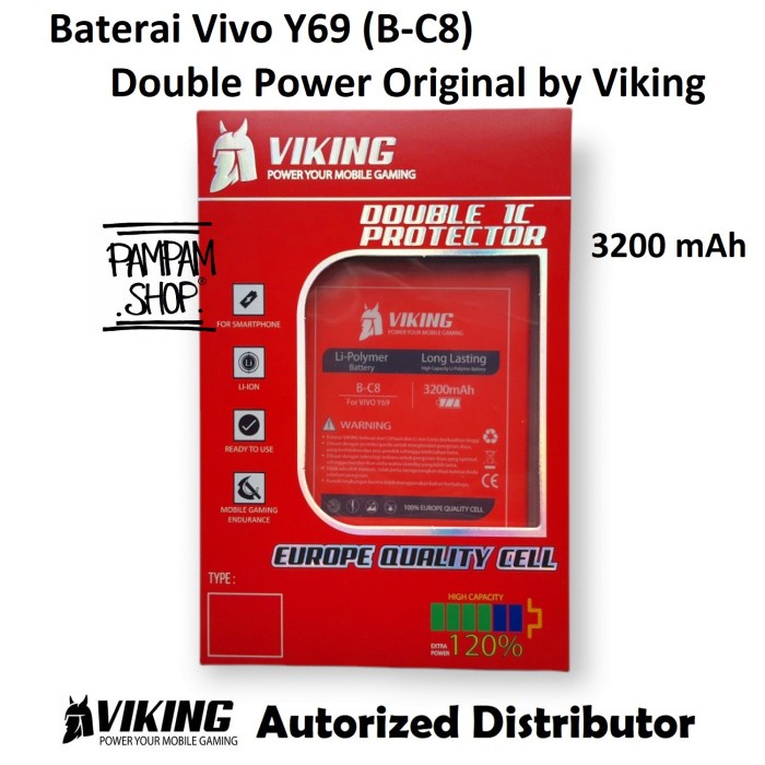 BATERAI VIKING DOUBLE POWER ORIGINAL VIVO Y69 B-C8 BC8 BATRE BATRAI