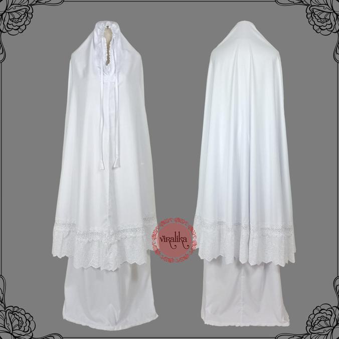 Mukena Putih Bahan Katun / Mukena Dewasa Renda / Mukena Viralika 26
