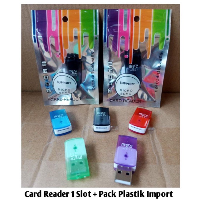 Card Reader Micro Plus Packing Plastik Klip Warna Warni