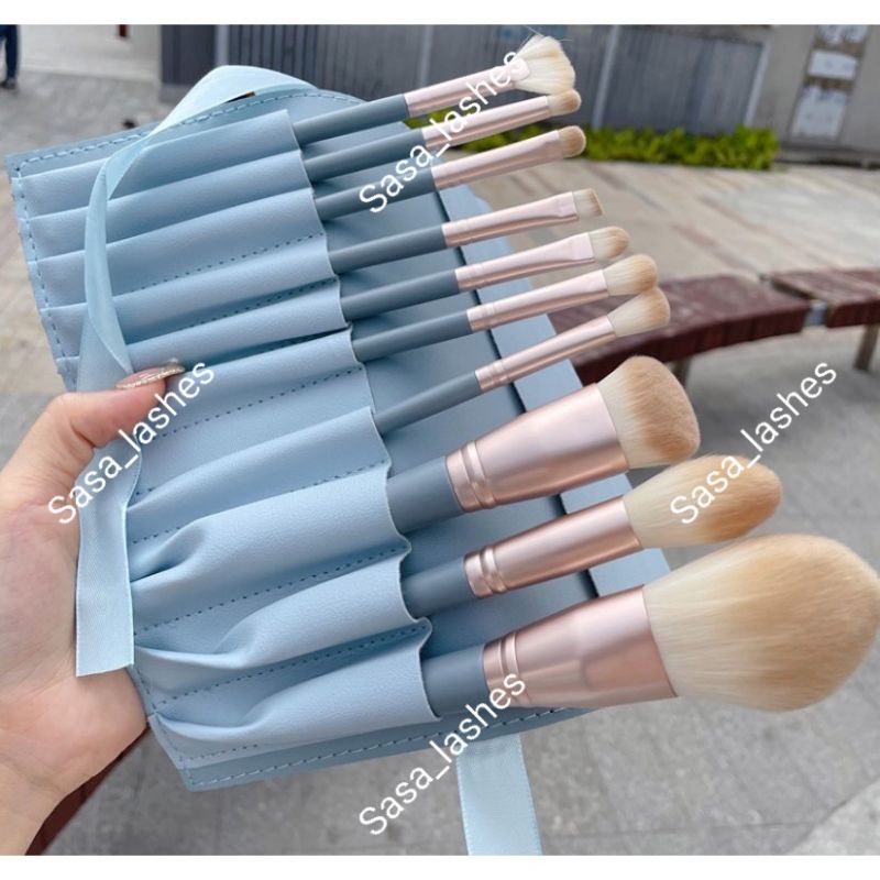 Make Up Brush Powder Foundation Kuas 10 pcs BIRU