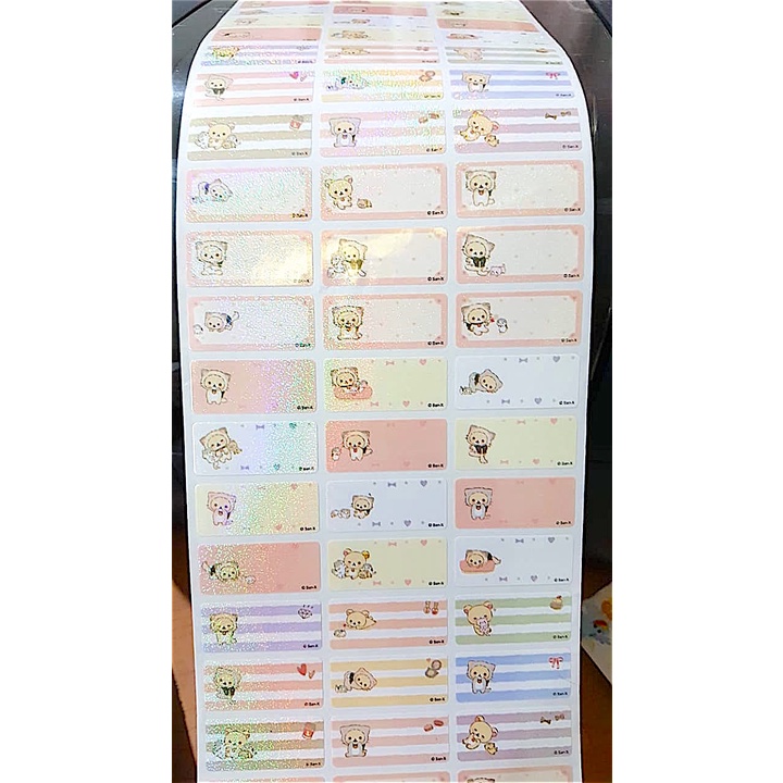 

Label nama anti air stiker waterproof Premium Soft Rilakkuma Glitter Ori