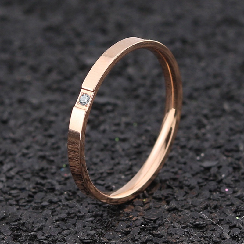 Fancyqube Kualitas Terbaik Cincin Ringkas Zirkon Pernikahan Bahan Titanium Steel Kualitas Terbaik Rose Gold Cincin Warna Baja Tidak Luntur Perhiasan