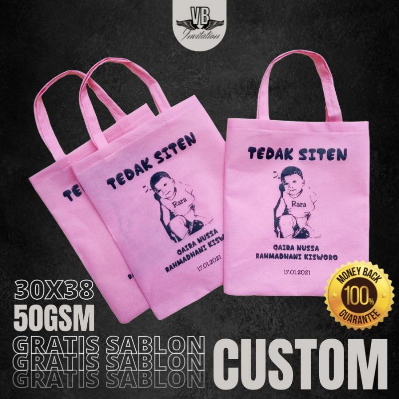 GOODIEBAG ULTAH ANAK TASYAKURAN SOUVENIR ULTAH KEKINIAN TERMURAH FREE SABLON FLAT 30X38