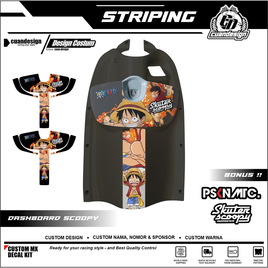 ONE PIECE SPECIAL EDITION STIKER STRIPING PELINDUNG DASHBOARD / THANKPAD / DECKPAD MOTOR SCOOPY STIC