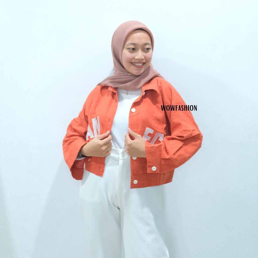 WOW-Aletha Kemeja Crop - Kemeja Bordir - Atasan Wanita