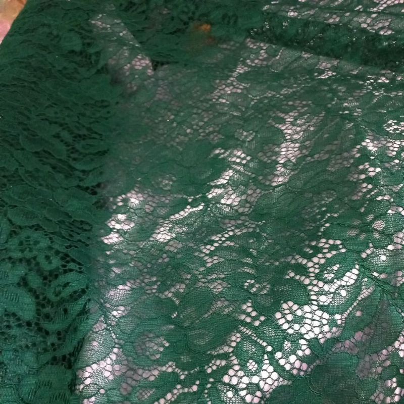 kain brokat meteran broklat cord hijau tua hijau botol kebaya gamis dress