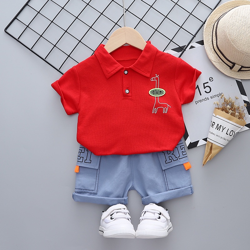 HappyOliver SET NOTHING GIRAFFE EBV Setelan Bayi Laki-laki Lengan Pendek