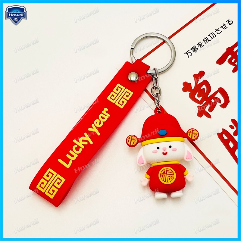 Patung Kelinci Kartun Tahun Kelinci Dewa Kekayaan Kelinci Kartun Tahun Kelinci Key Chain Joyful Key Chain Gantung Gantungan Kunci Mobil