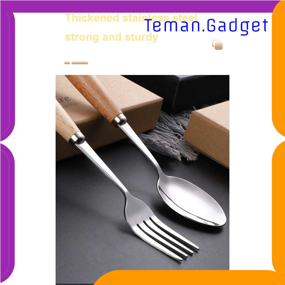 TG - DPR BearPaw Set Perlengkapan Makan Sendok Garpu Pisau Sumpit Wooden Handle - KA2020