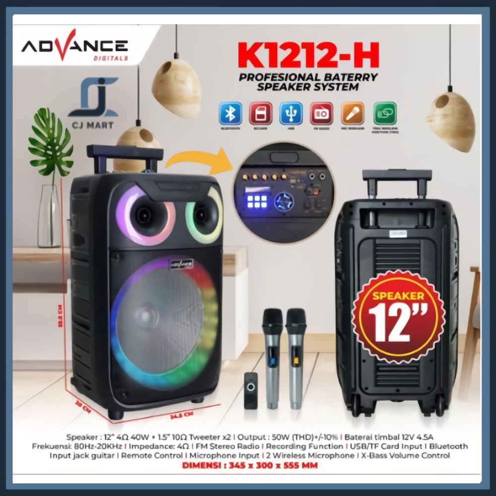 Advance K1212H Speaker Meeting Bluetooth 12 Inch Free 2 mic wirelles