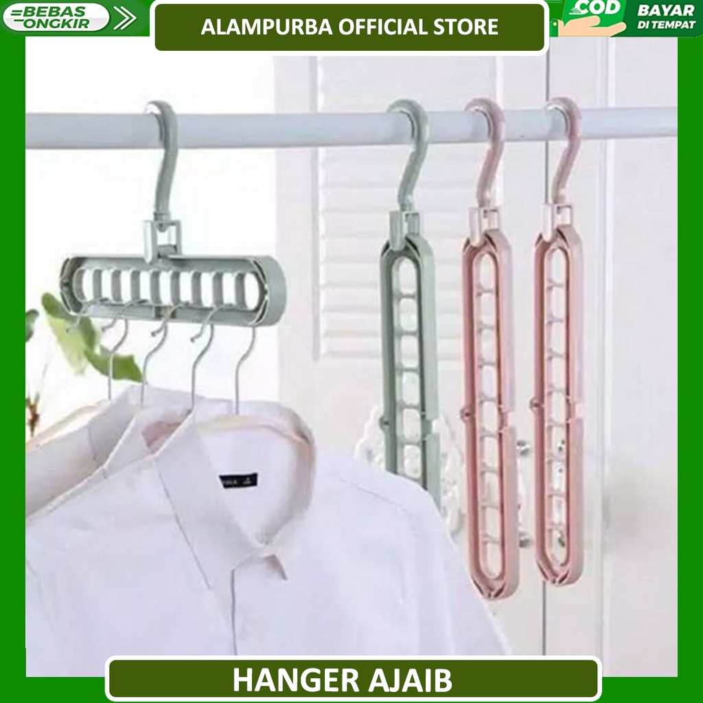 Gantungan Baju 9IN1 / Magic Hanger Celana Jilbab Handuk Syal Dasi Sapu Tangan 9 Susun Lemari / Jemur