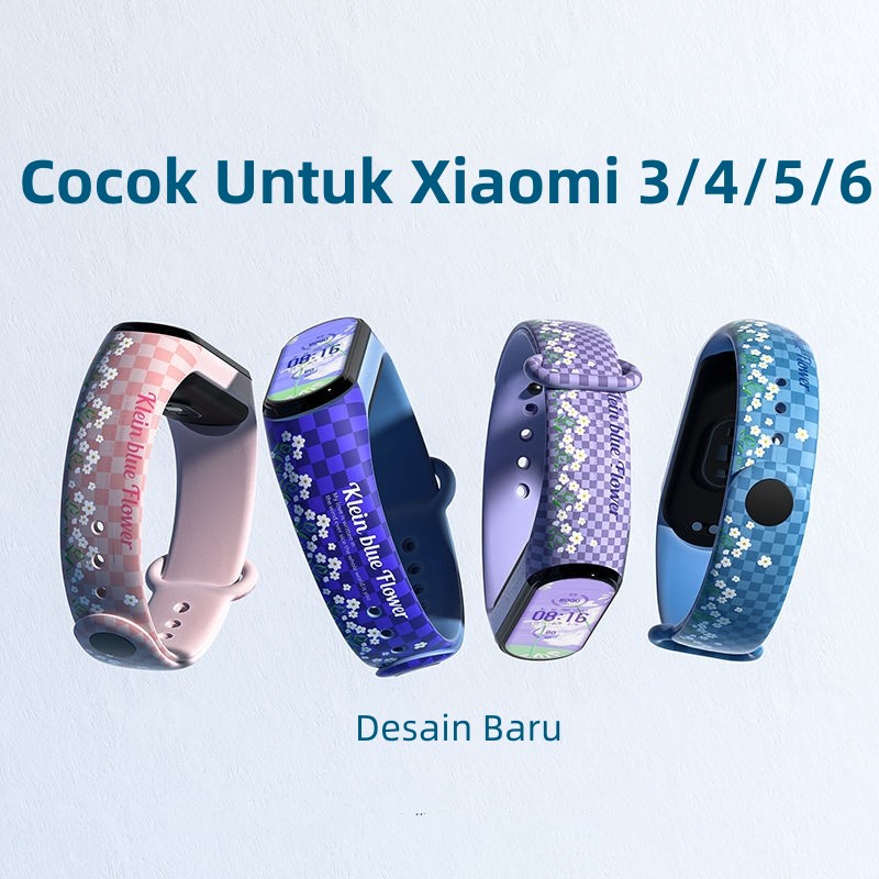Strap Xiaomi Miband Silicone Strap Mi Band 3 4 5 6 Tali kuntum kotak-kotak Replacement Strap