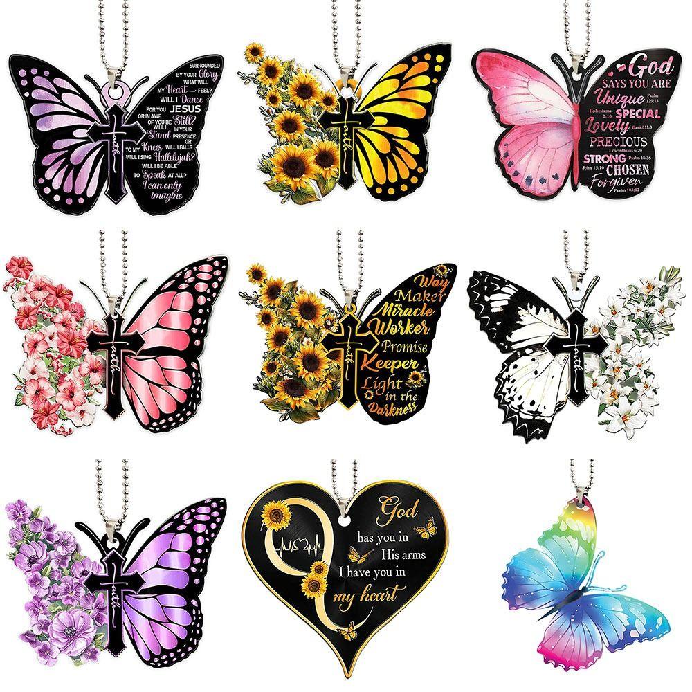 Suyo Kupu-Kupu Salib Gantung Liontin Kreatif Gadis Wanita Hadiah Terbaik Kaca Spion Ornamen