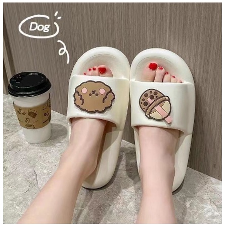 S1053 Sandal Model Doggy / Sandal Imut Motif Boba / Sandal Lucu Wanita / Sandal Rumah Empuk / Sandal Fashion