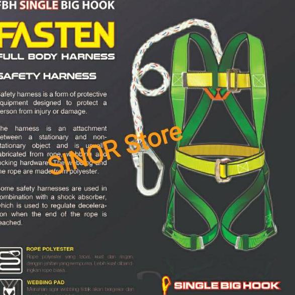 Kirim Langsung Full Body Harness Single Big Hook FASTEN Plus Tali Dada Safety GOSAVE