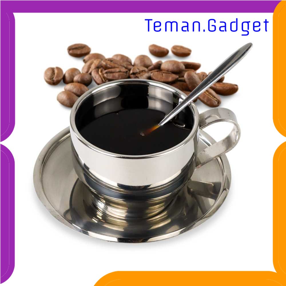 TG - DPR One Two Cups Set Cangkir Sendok Piring Kopi Stainless Steel - 201