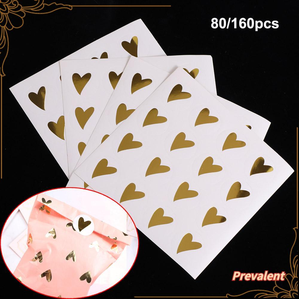 Preva 80/160pcs Handmade Stiker Suvenir Pernikahan Bronzing Baking Perhiasan Penyegelan Craft Cinta Hati