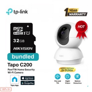 Bundle TP-LINK Tapo C200 Pan / Tilt Home Security Wi-Fi IP Kamera Cctv + 32gb