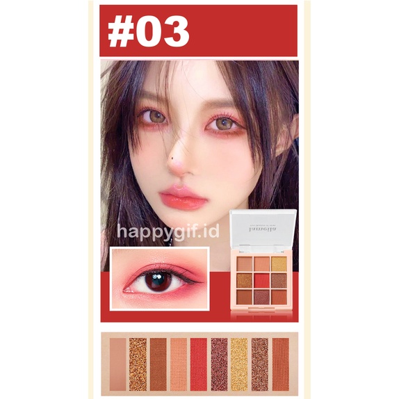 LAMEILA 9 Colors New Eyeshadow Free Kuas Pallete Waterproof LA209 5194