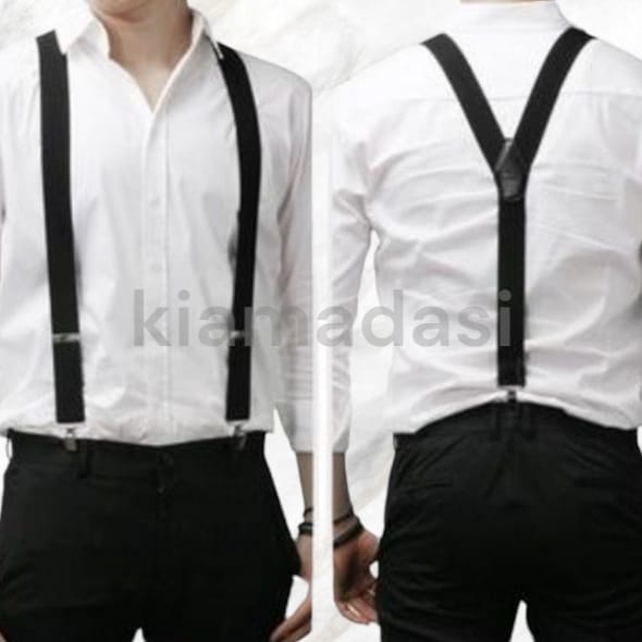 Suspender Hitam Dewasa Bretel Hitam Besar Suspender Hitam Besar