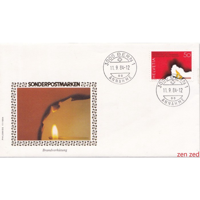 

A584 Prangko Swiss FDC 1984 Fire Prevention 1 Pcs