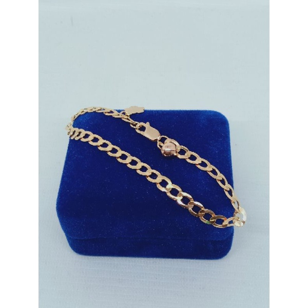 Gelang rantai sn renggang + 1 bel + 1 bunga ukir / gelang perak asli silver 925 lapis emas/ gelang fashion wanita terbaru