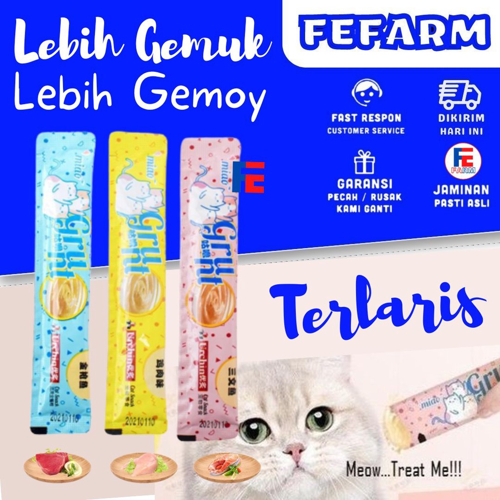 Cemilan Vitamin Kucing Basah Grunt 15g Vitamin bulu kucing Vitamin setarah Meo Snack Kucing Cat Food FEFARM