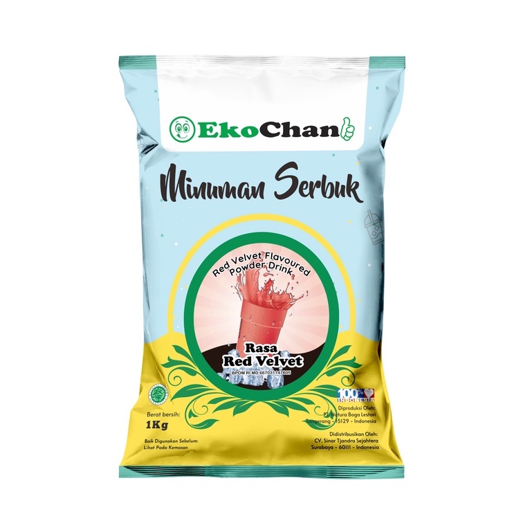 Bubuk Minuman Rasa Red Velvet 1 kg EkoChan / Serbuk Minuman Instan Aneka Rasa 1Kg / Powder Drink Milkshake