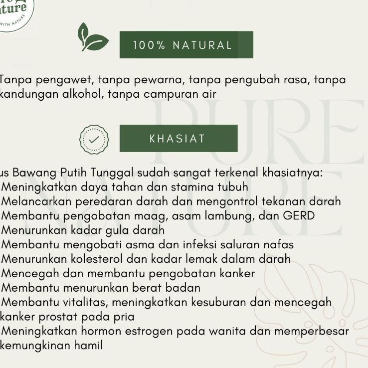 

[KODE PRODUK K6YYP5382] PureNature Jus Bawang Putih Tunggal Jahe Merah Lemon Cuka Apel Madu