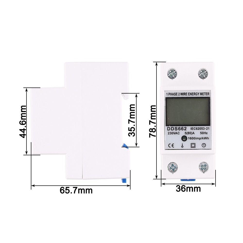 [Elegan] Fase Tunggal Dua Kawat Listrik Meter AC 230 V Voltmeter Ammeter Power Meter Din Rail Energy Meter 50Hz Listrik Din Rail Konsumsi Energi Listrik Meter