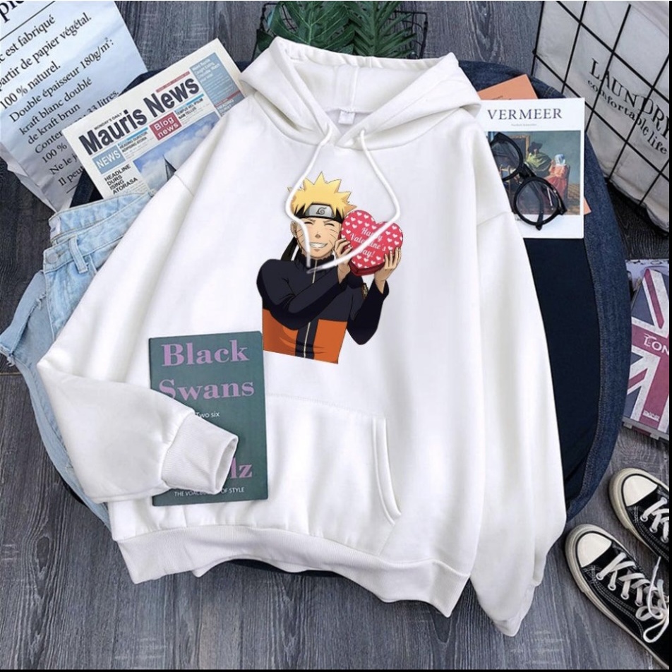 NARUTO Love anime Jumper Hoodie II  Sweater Hoodie Trendy II Sweter Oblong Topi Sz M - XL ( Pria &amp; Wanita / Anak &amp; Dewasa )