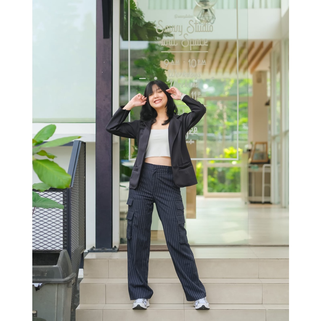 BLAZER WANITA - VERONICA BLAZER - BLAZER SCUBA PREMIUM - OUTFIT SIMPLE KOREA STYLE