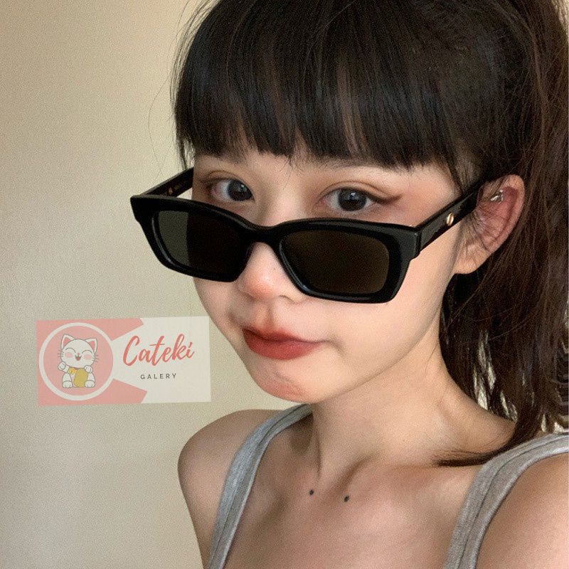 [CTK] PROMO Akesoris Kacamata Hitam Korean Fashion Hitam UV Pria Wanita Pelindung Matahari Anti Radiasi Bentuk Persegi Panjang Kacamata Candy NEW Stylish