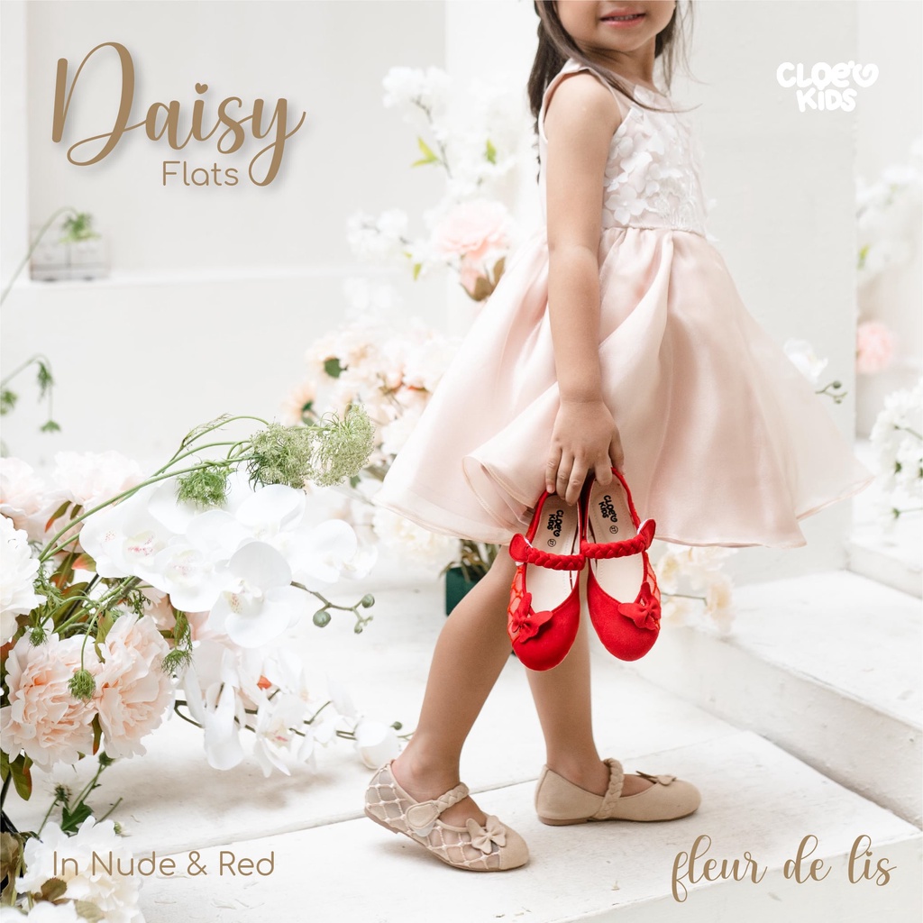 CLOEVKIDS - Daisy Size 22-35 Flatshoes Sepatu Pesta Ballet Anak Perempuan - Fleur De Lis