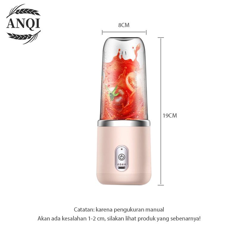 ANQI 1888 Kaca blender Portable 6 Mata Pisau Juicer Cup 300ml Usb Jus VS-1858