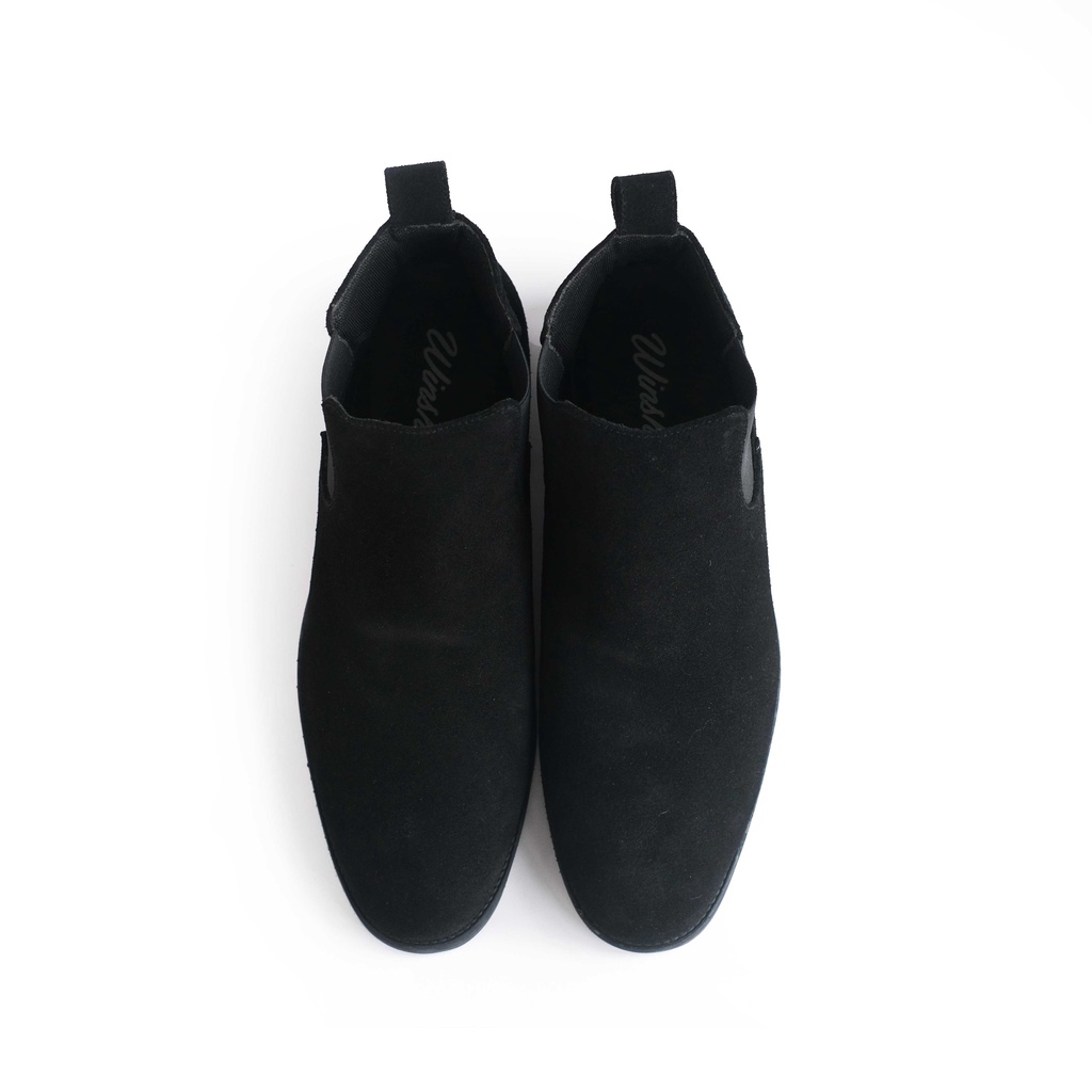 Sepatu Boot Kulit Pria - Winshor - Tobiaz - Black suede leather