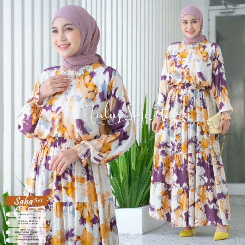 SABA SET #2 BY TULUS SIGNATURE / ONESET WANITA MUSLIMAH / Setelan rok motif premium