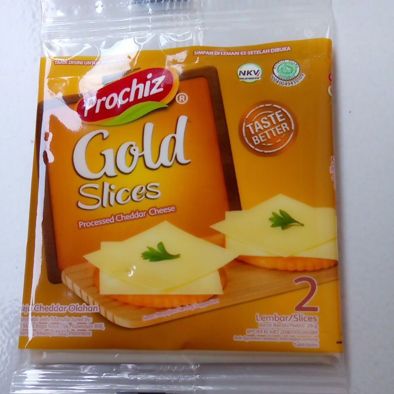 Prochiz Gold 26 gram / Keju Prochiz Gold Slices / Keju Cheddar Olahan Cheese Procis Parut Langsung Santap Cocok Untuk Snacking