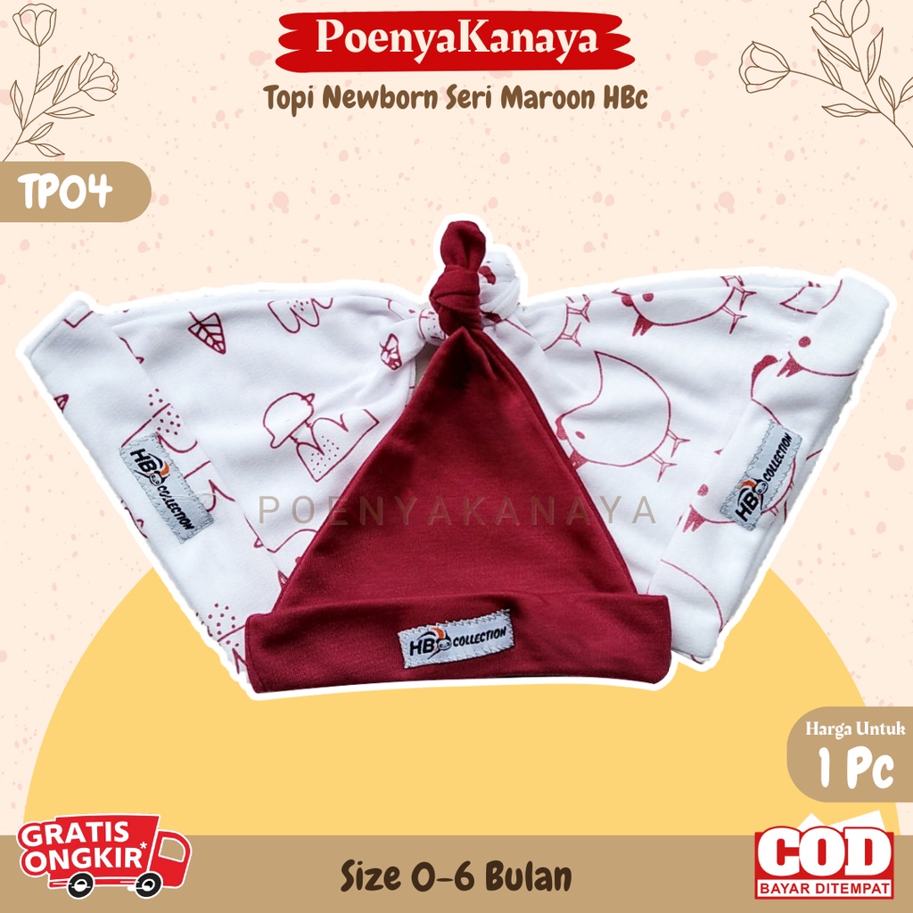 3pc/1pc Topi Bayi Newborn Seri MAROON HBc Colection TP04